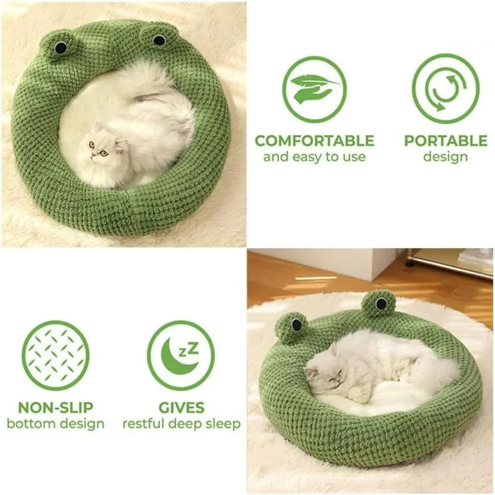 Cartoon Frog Shaped Cute Comfortable Cat Dog Pet Bed