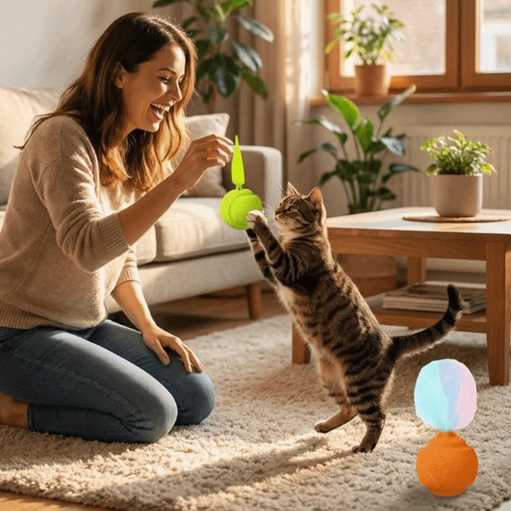 2x Squeaky Cat Ball Toy