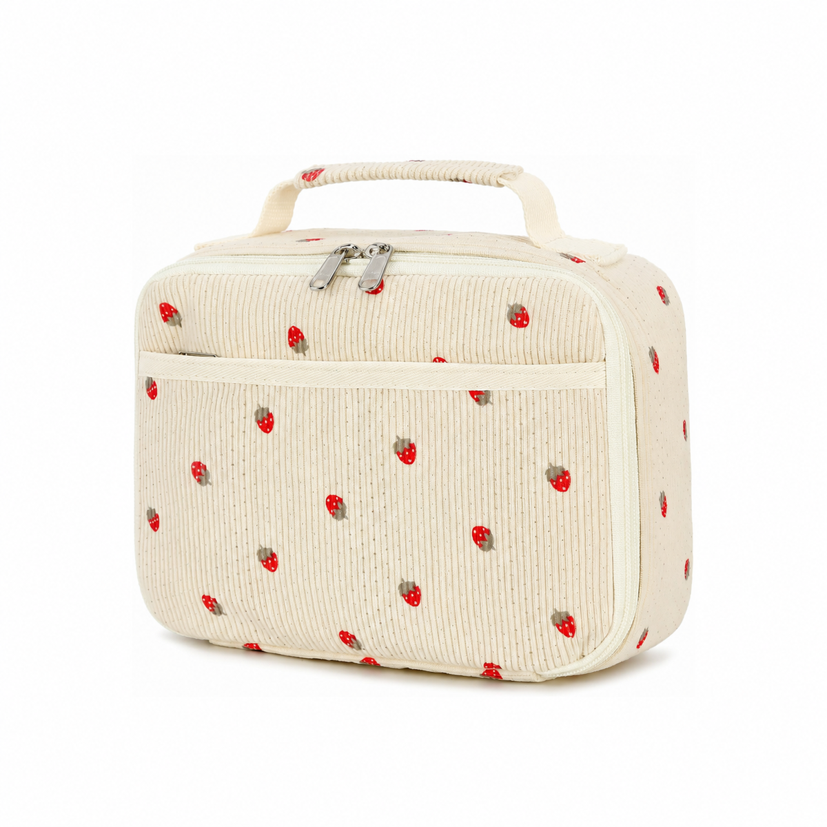 Corduroy Lunch Bag with Zip Pockets