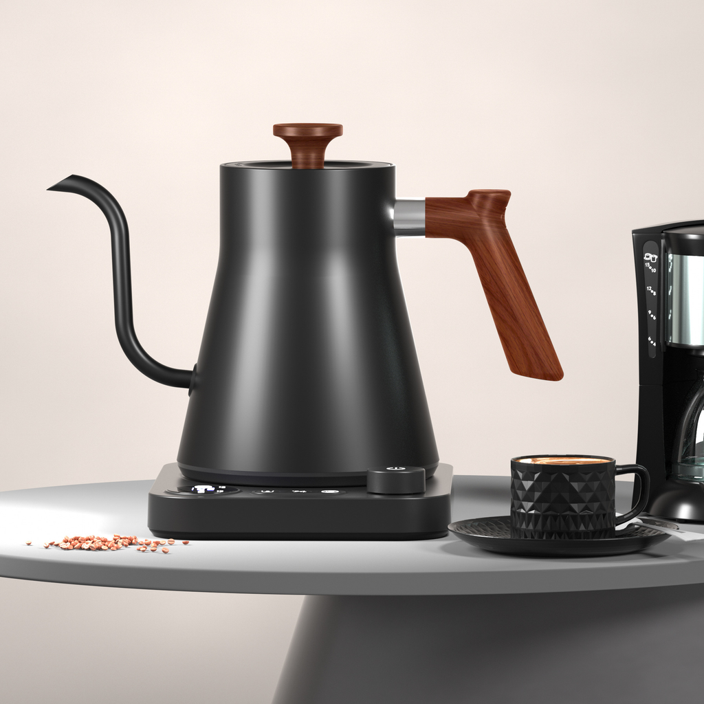 Wood-Accent Temperature-Control Gooseneck Kettle