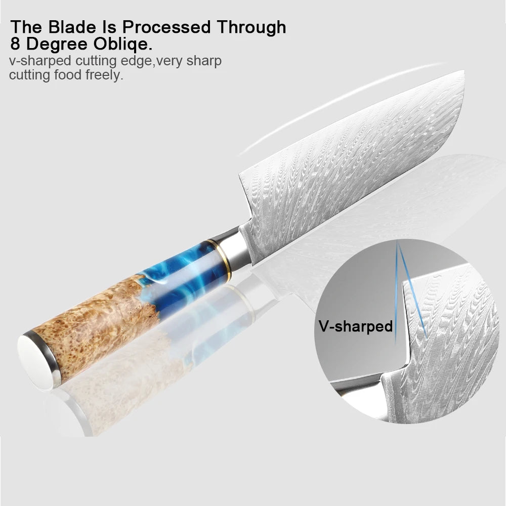 7-Zoll-Kochmesser Santoku aus VG10-Damaststahl
