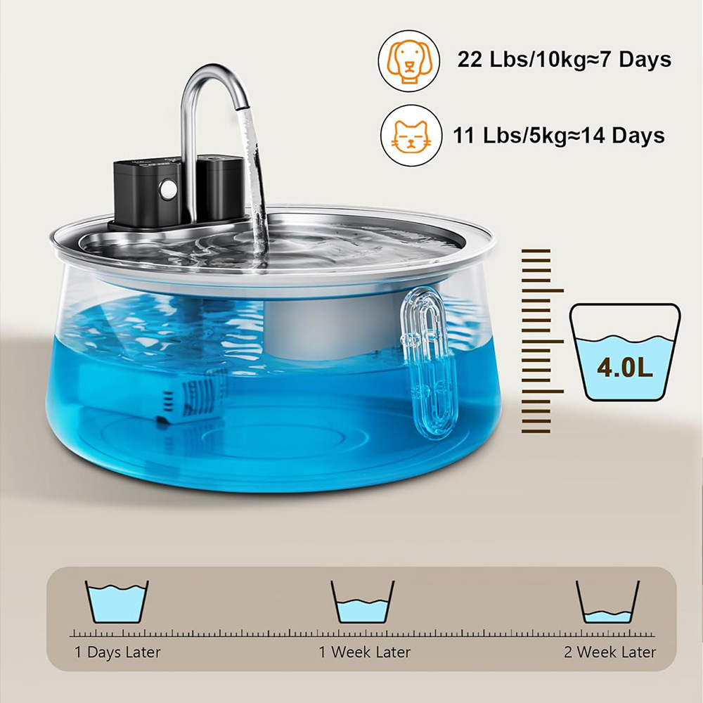 4L Stainless Steel Cat Water Fountain