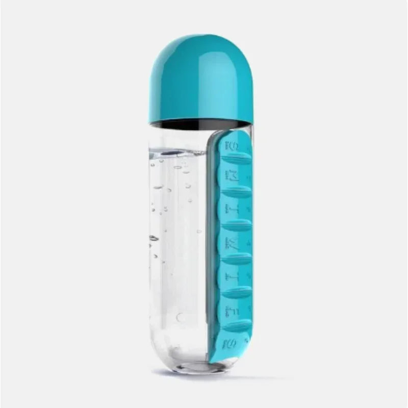 Wasserflasche mit Pillenorganizer