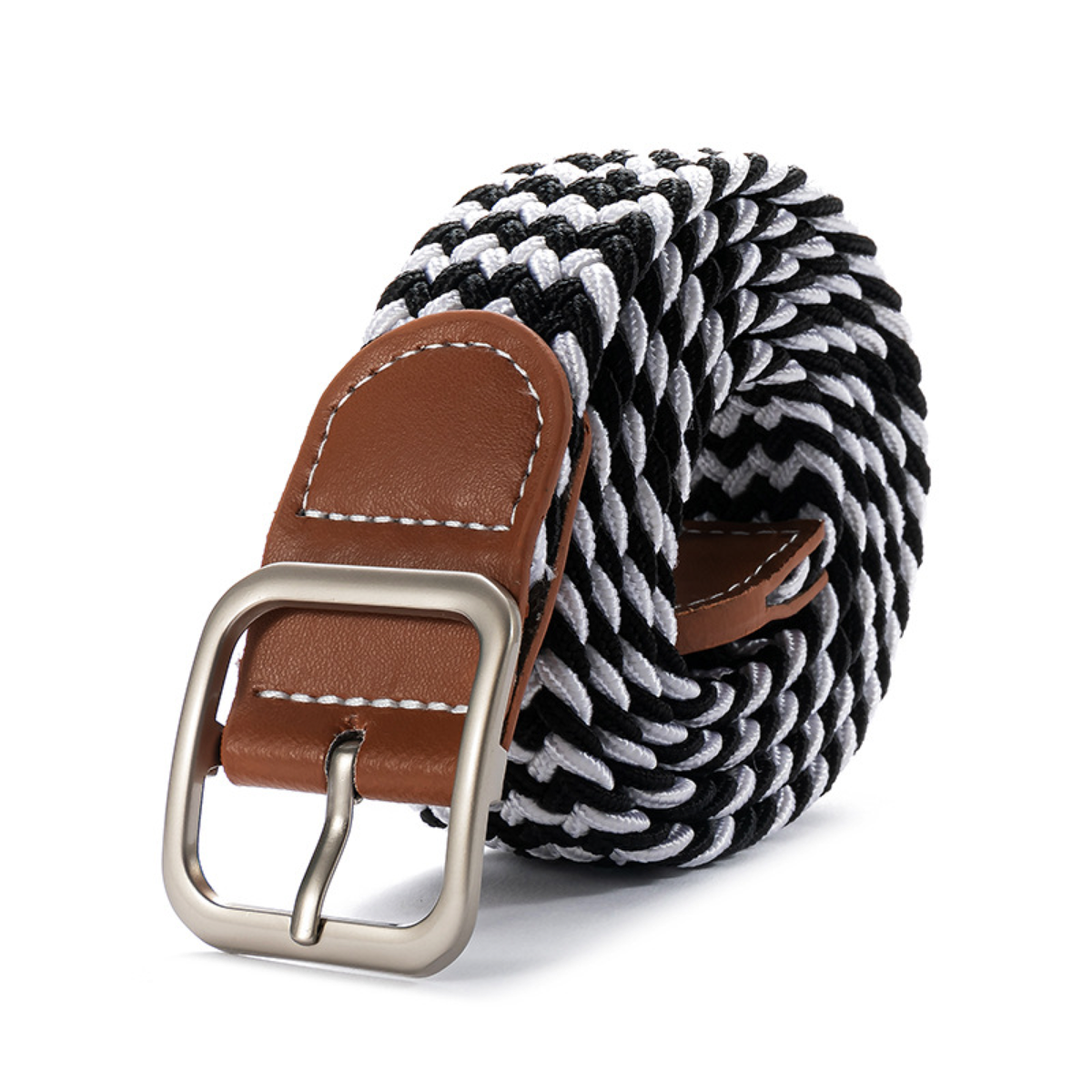 Elastic Braided Square-Buckle Belt