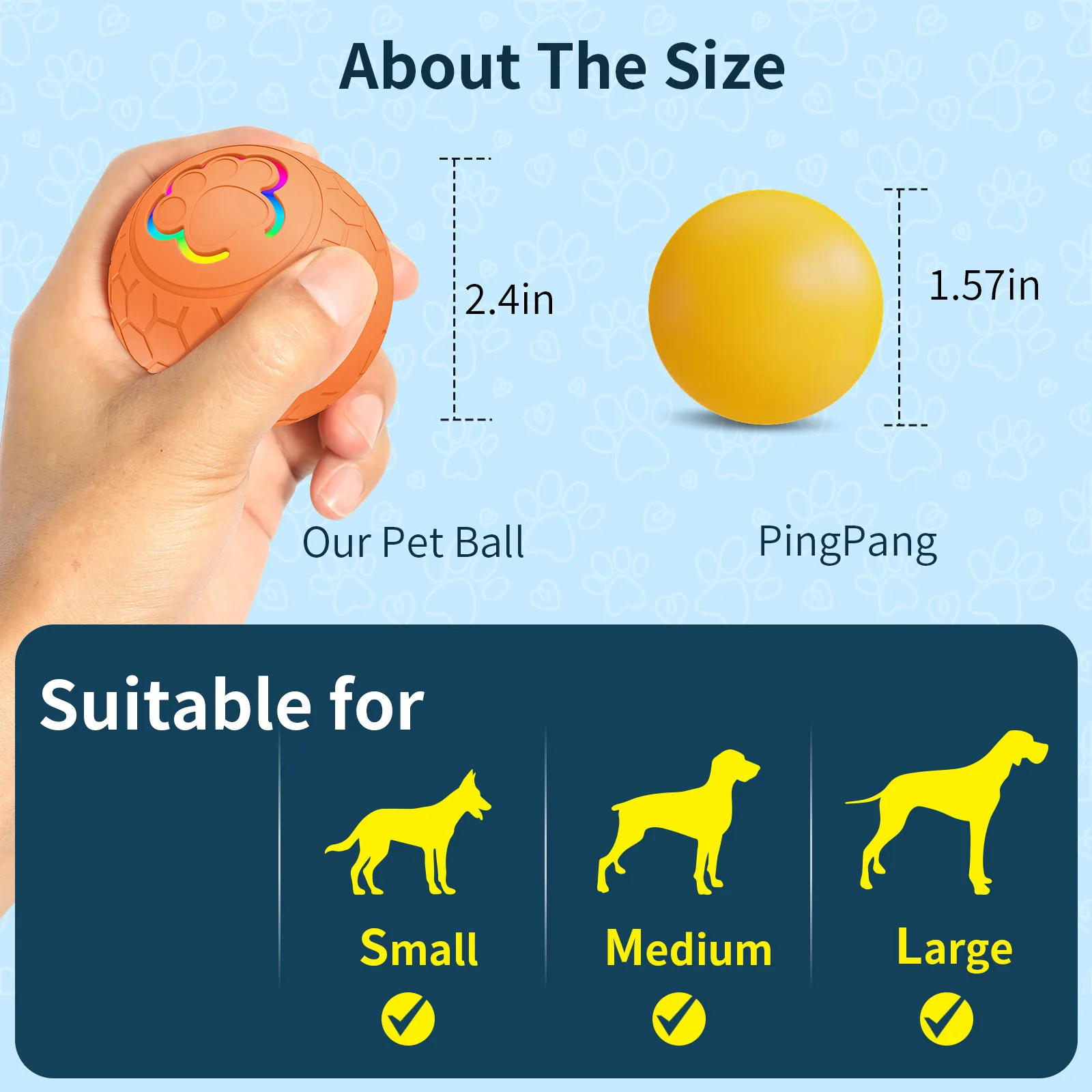 Smart Rolling Dog Ball With RGB Light