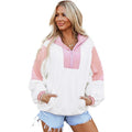 Leisure Style Oversize Contrast Color Long Sleeves Women's Sweater Hoodie