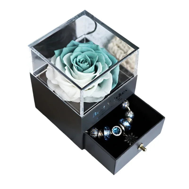 Eternal Romantic Flower Rose Jewelry Box for Birthday Presents Valentines Day Wedding Gift