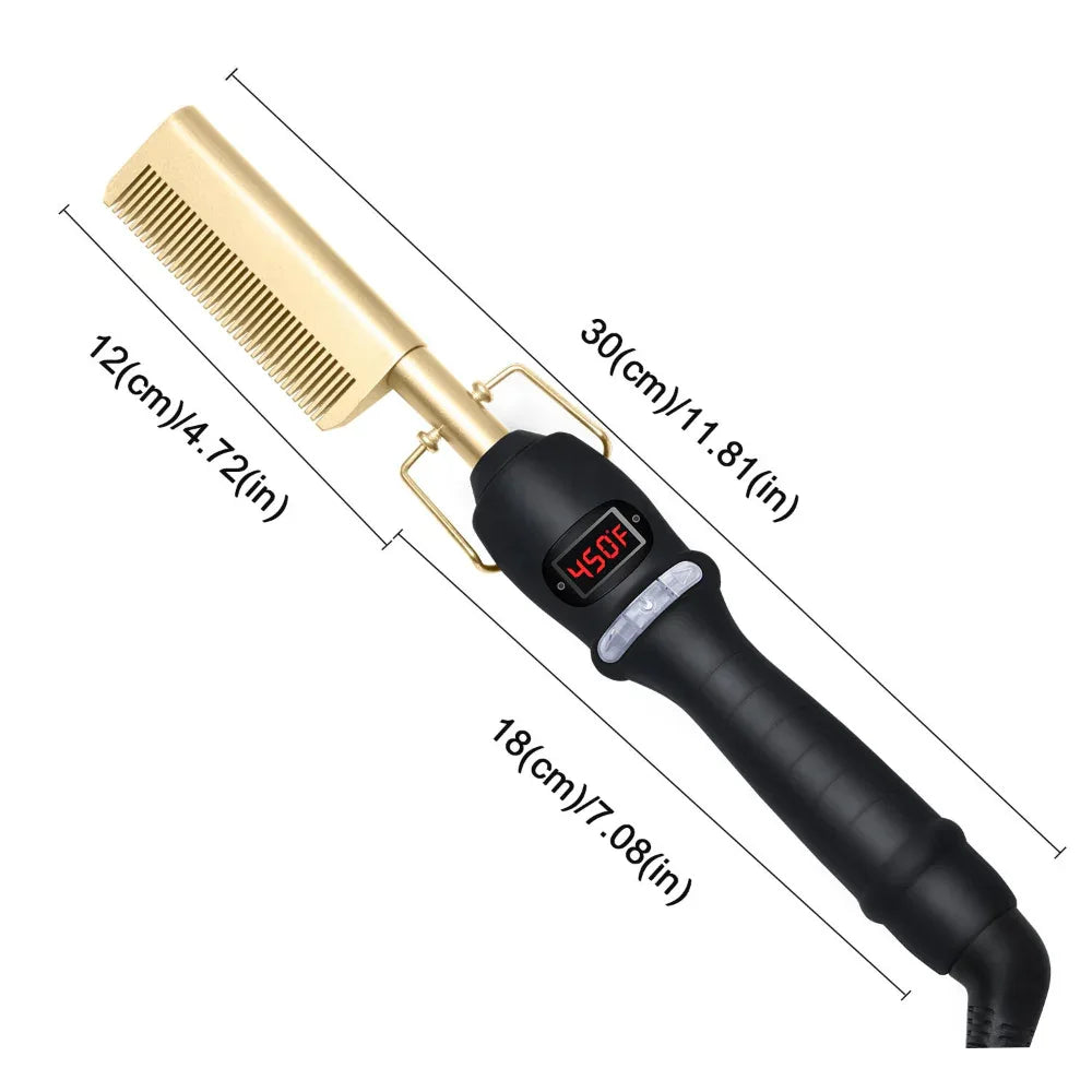 Multi-Functional Three-In-One Hair Curler Straightener Beard Comb