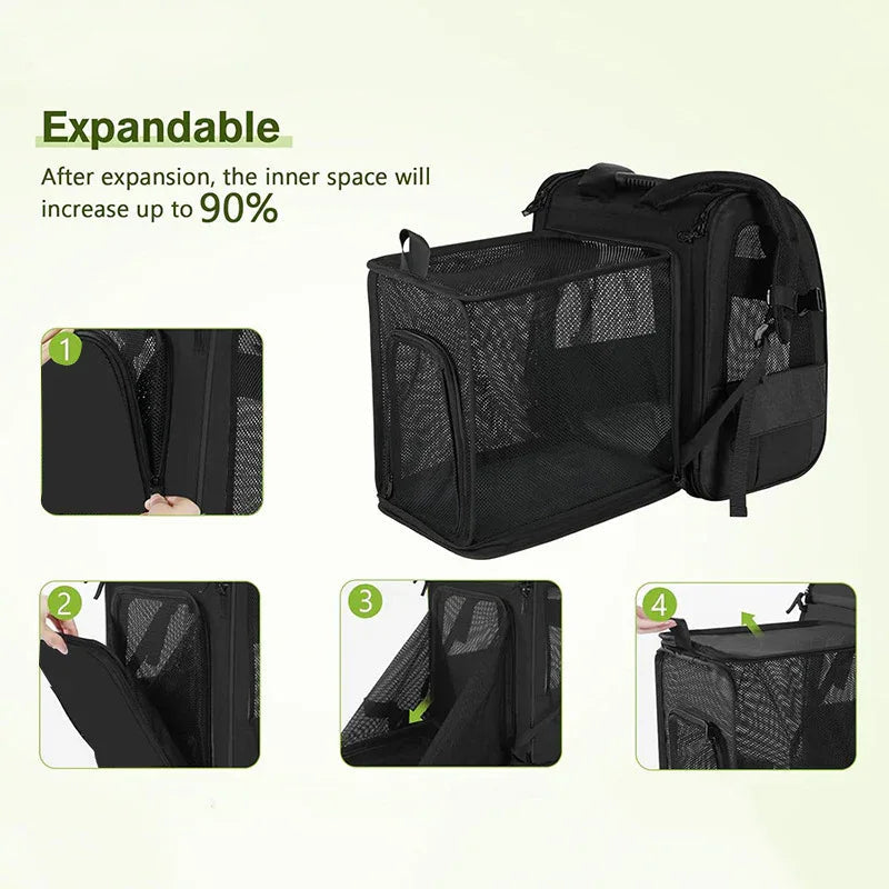 Expandable Spacious Breathable Pet Cat Dog Bag Backpack
