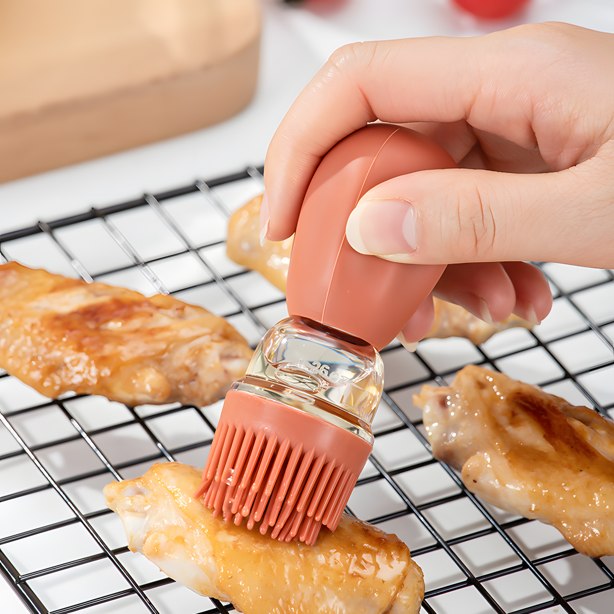 Glass Oil Bottle with Integrated Basting Brush