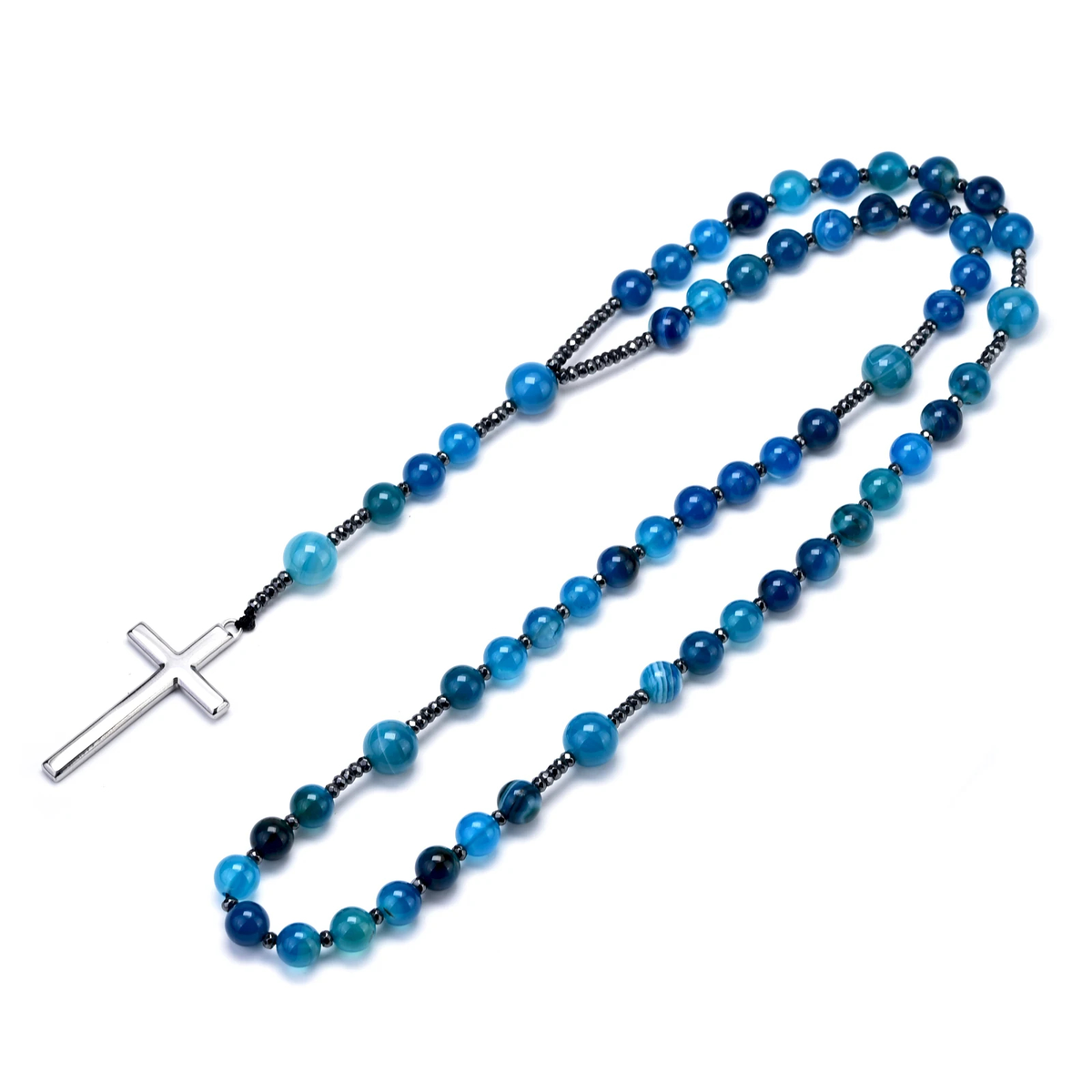 Stone Bead Cross Necklace