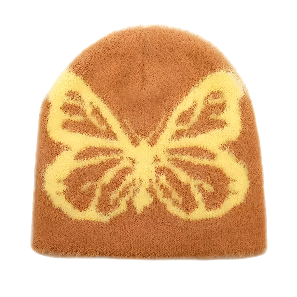 Fuzzy Butterfly Knit Beanie
