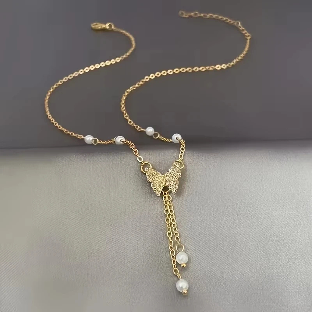 Butterfly Drop Pendant Necklace