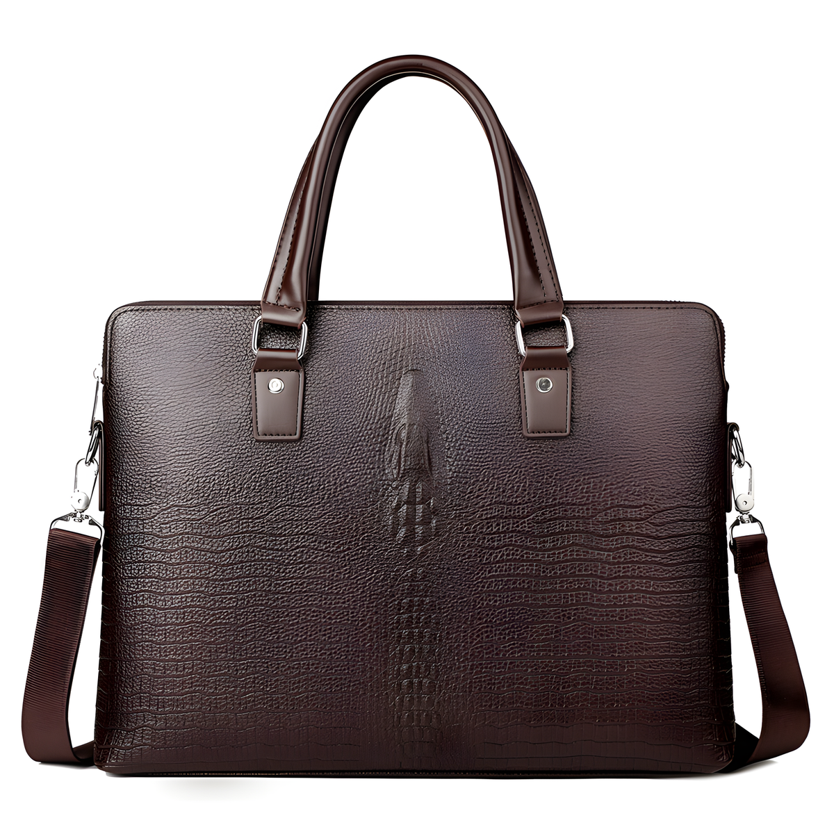 Croc-Embossed Business Briefcase