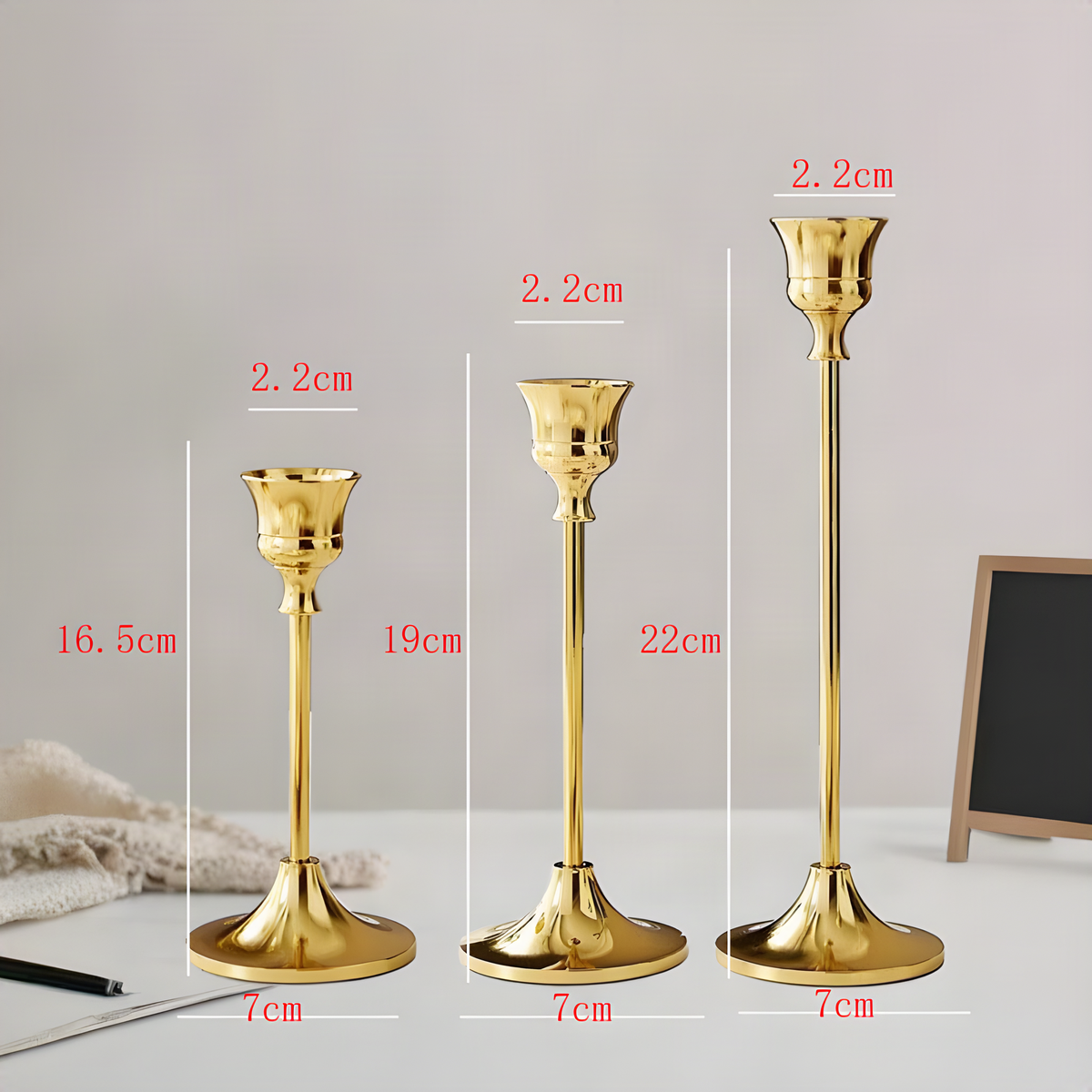 Three-Piece Metal Candle Holder Set