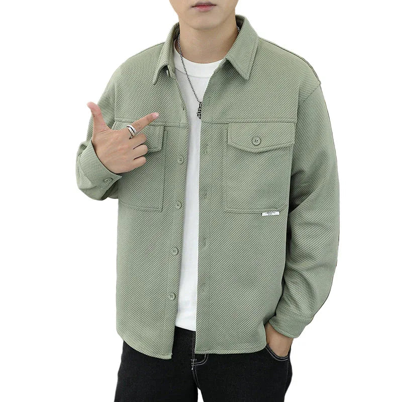 Twill Knitted Men's Lapel Jacket Coat