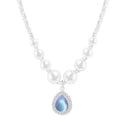 Ocean Blue Water Drop Pearl Necklace For Women