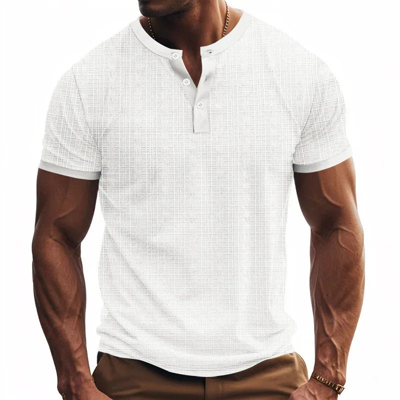 Breathable Men's Casual Buttoned Henley Shirt Top