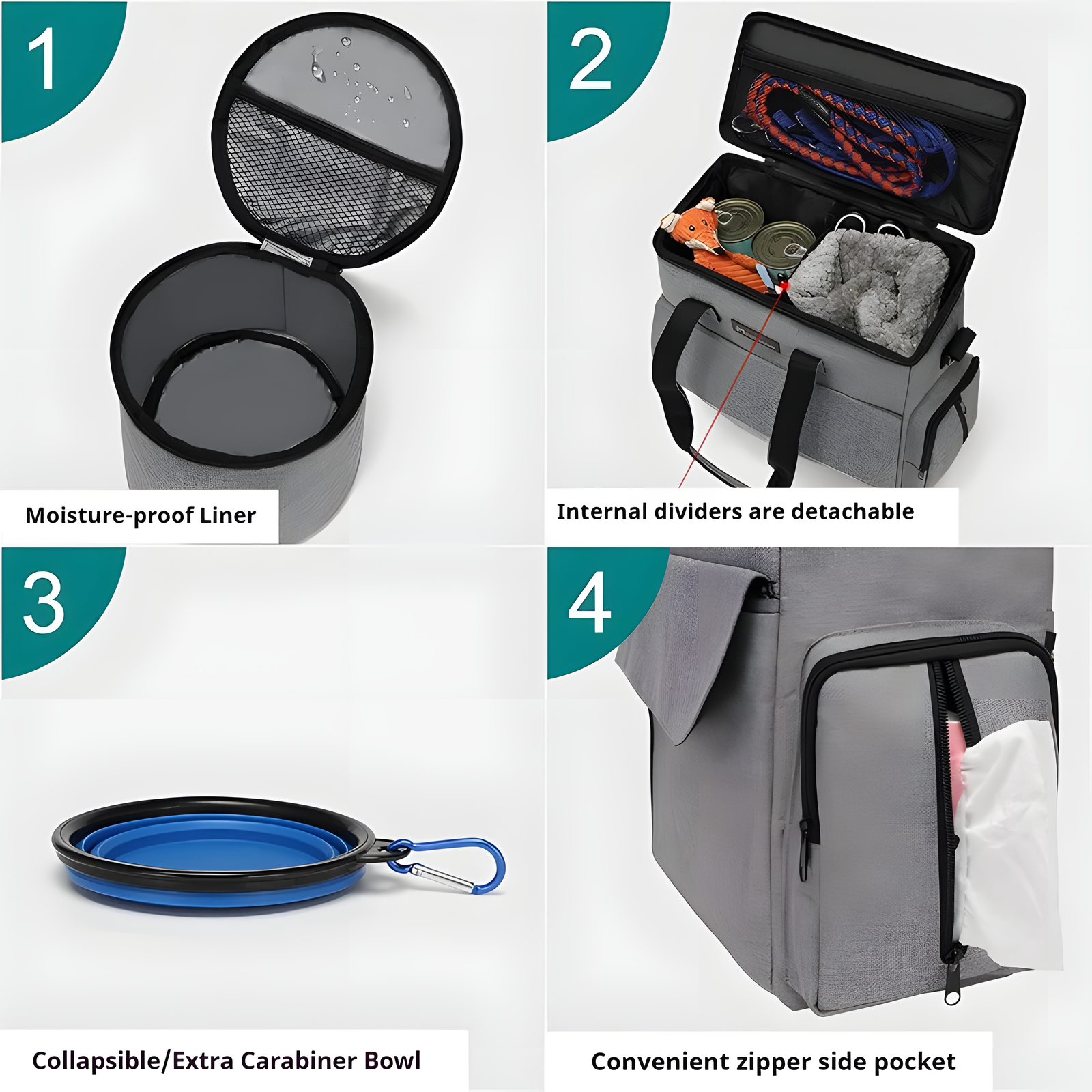 Pet Travel Bag with Bowls