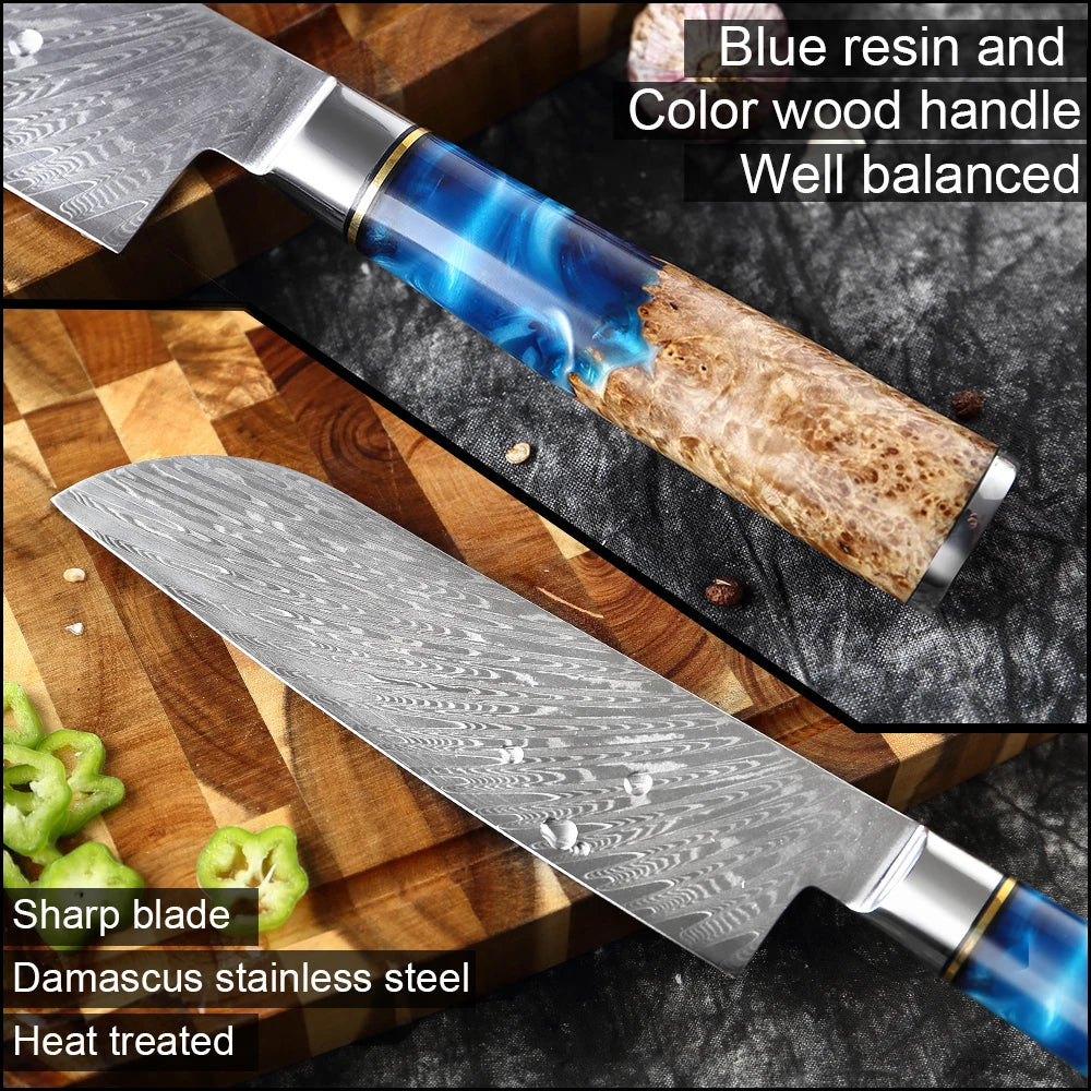 7-Zoll-Kochmesser Santoku aus VG10-Damaststahl