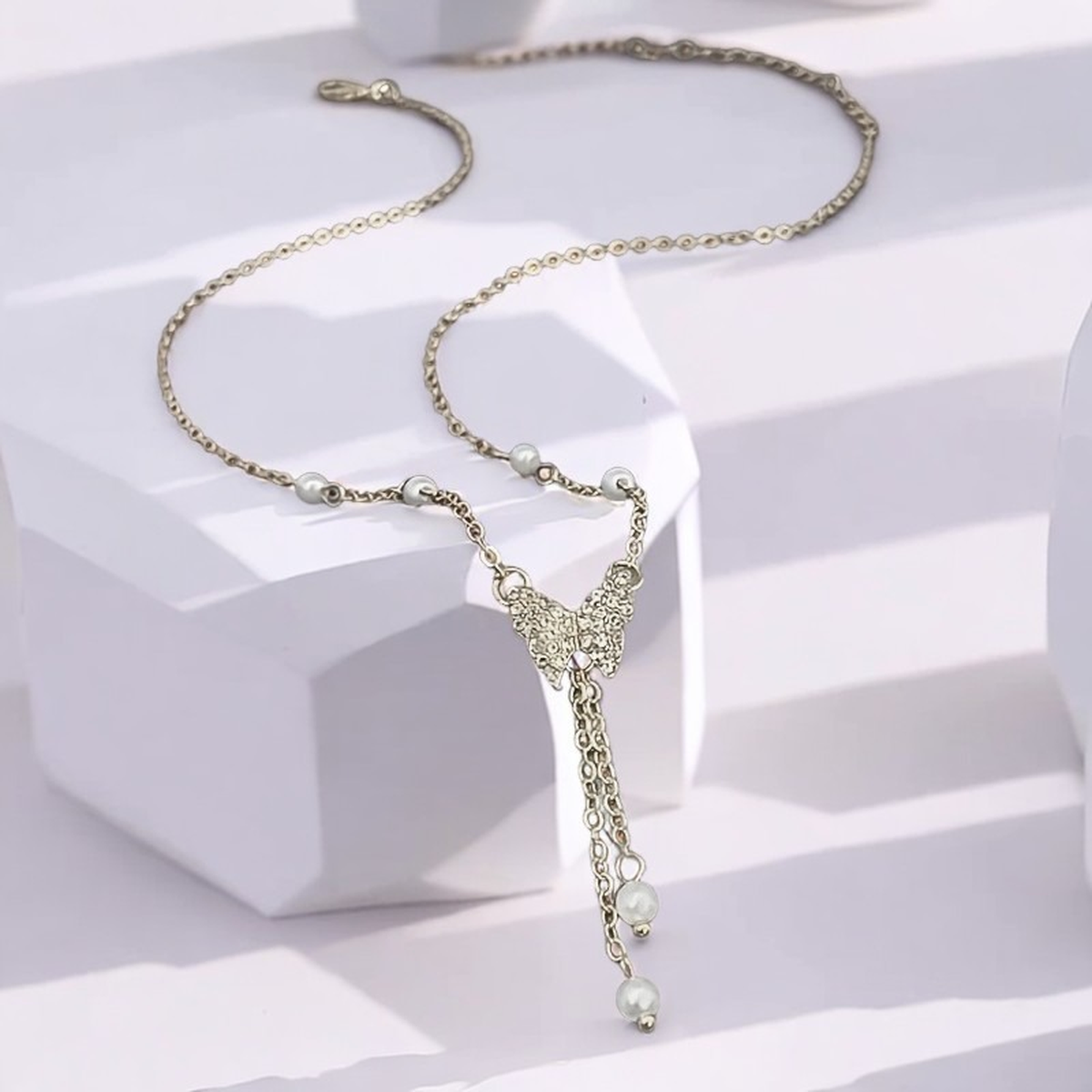 Butterfly Drop Pendant Necklace