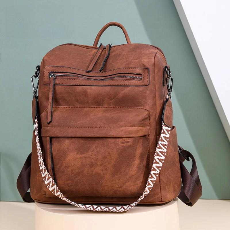 Retro PU Leather Backpack