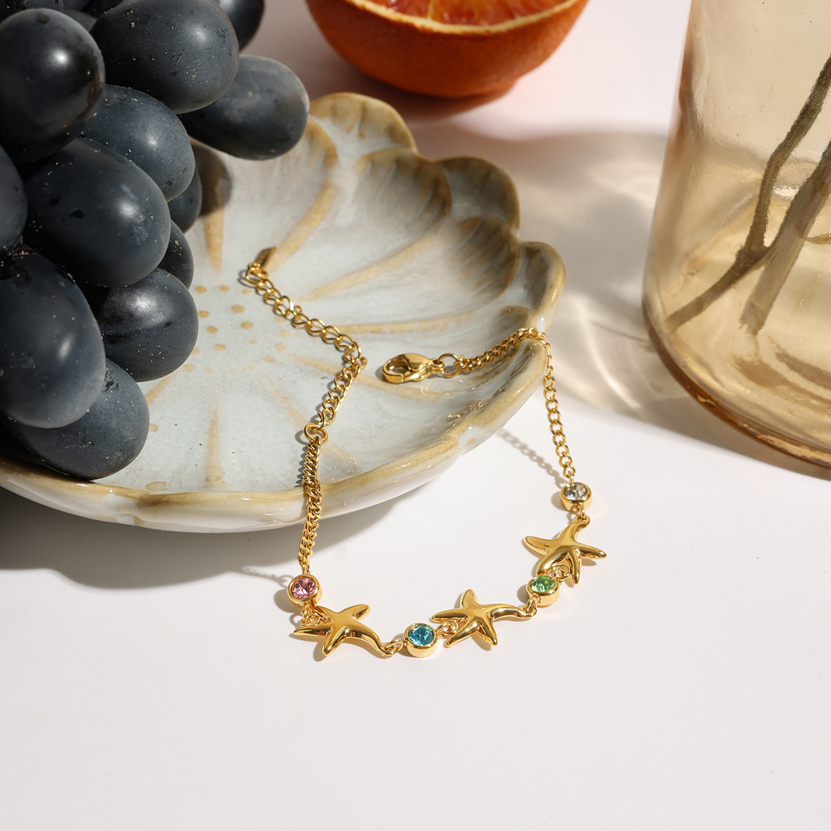 Color-Accent Starfish Chain Bracelet