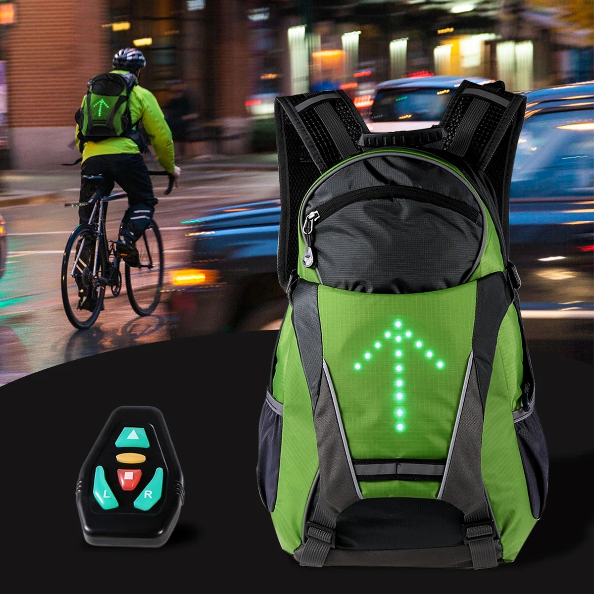 Remote-Control Turn Signal Cycling Backpack