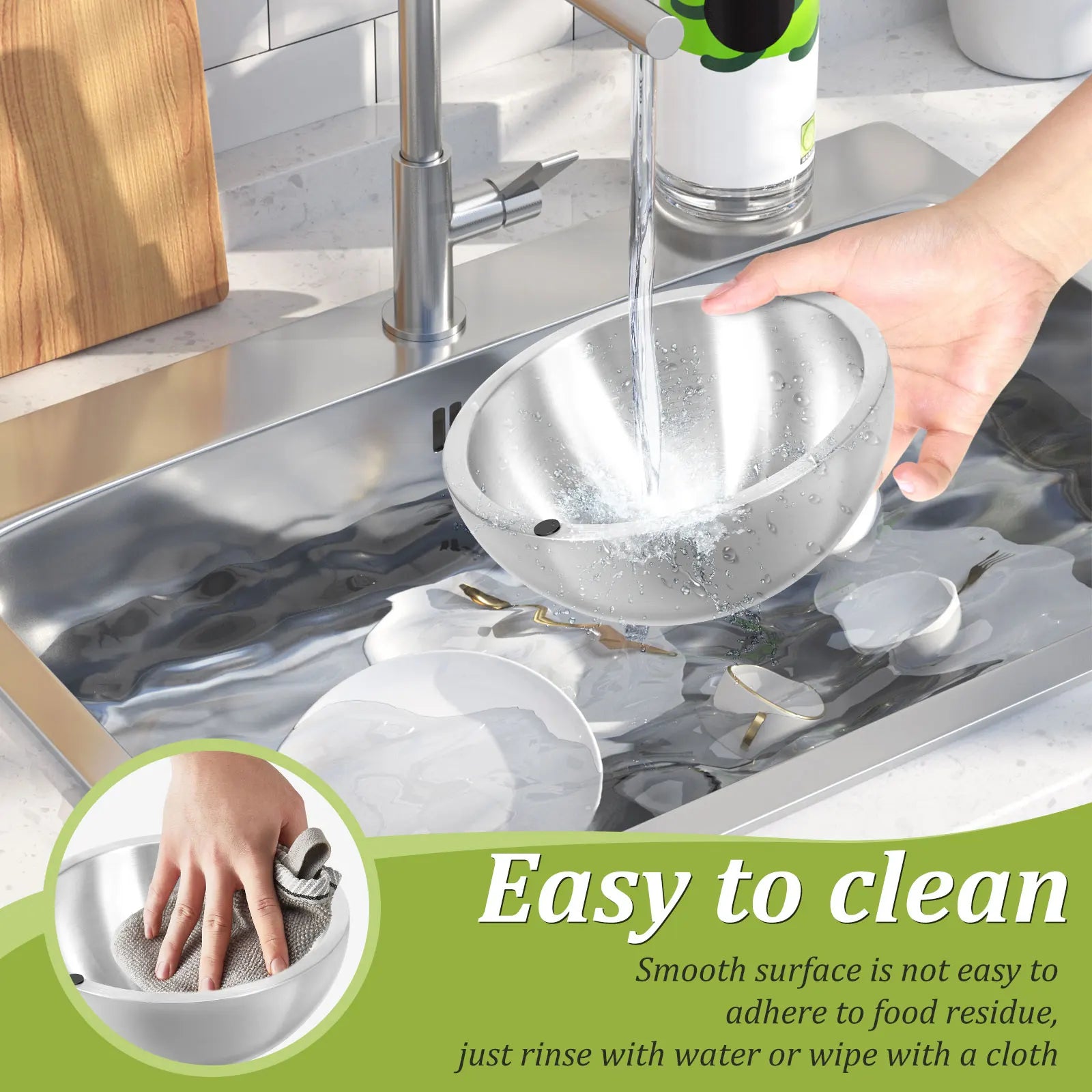 Stainless Steel Mixing Bowl with Ice Cavity