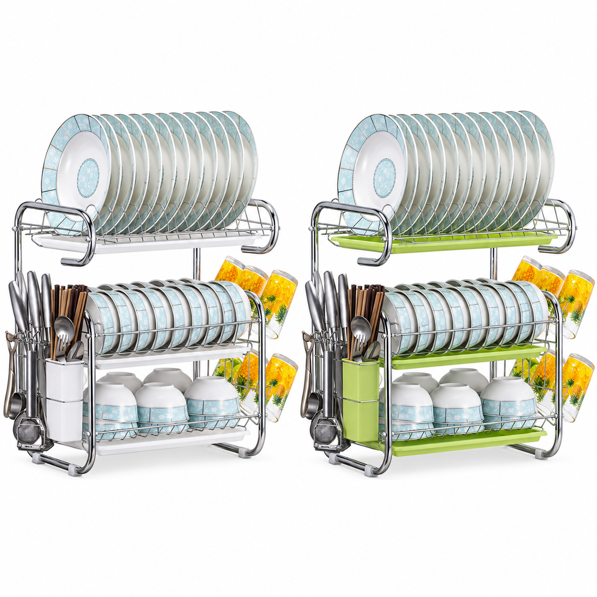 Tiered Dish Rack with Side Holders