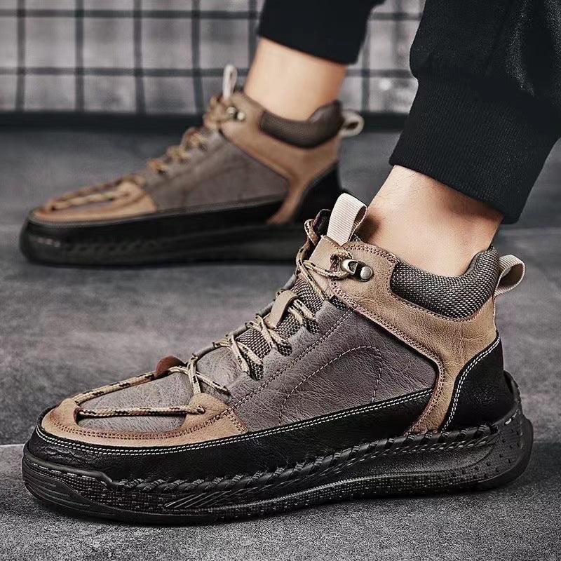 High-End Leather Shoes Versatile High-Top Martin Boots For Men