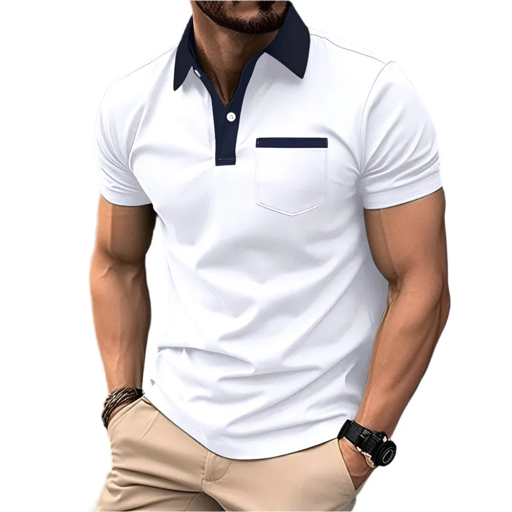 Fashionable Slim Pocket Short-Sleeved T-Shirt Polo Shirt Men Clothing