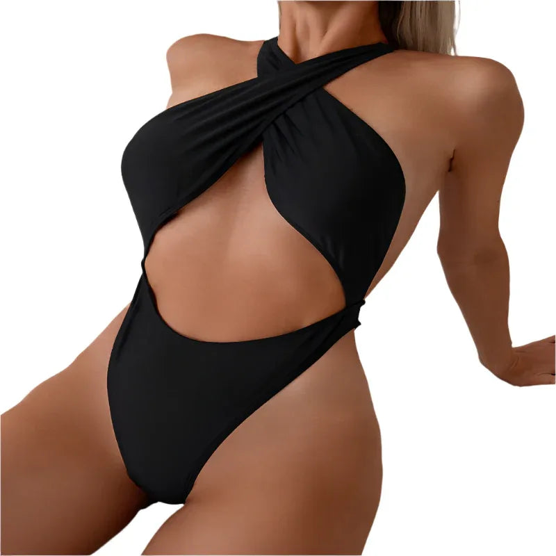 Women's One-Piece Bikini Hot Girl Neck Tight
