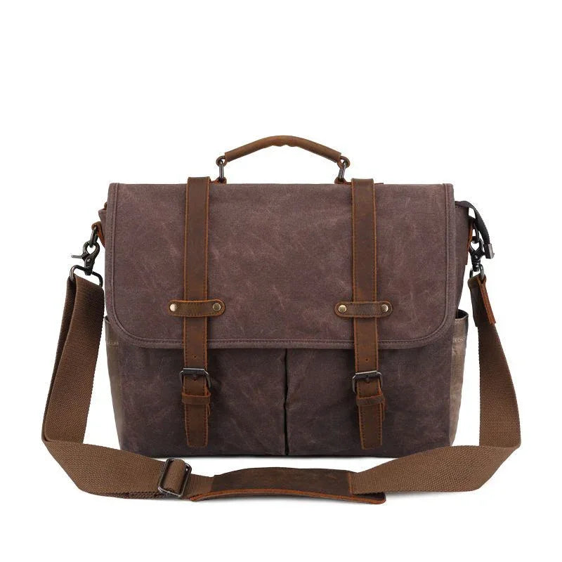 Fashionable Personality Men's Oil Wax Canvas Fabric Shoulder Bag