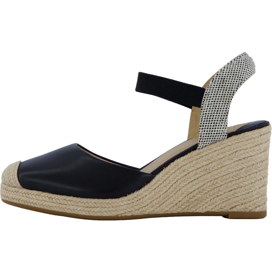 Pearle II Leather & Canvas Espadrille Black / Natural / Black