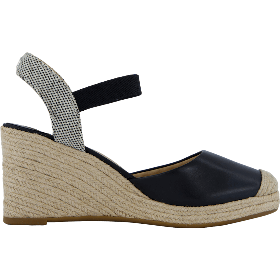 Pearle II Leather & Canvas Espadrille Black / Natural / Black