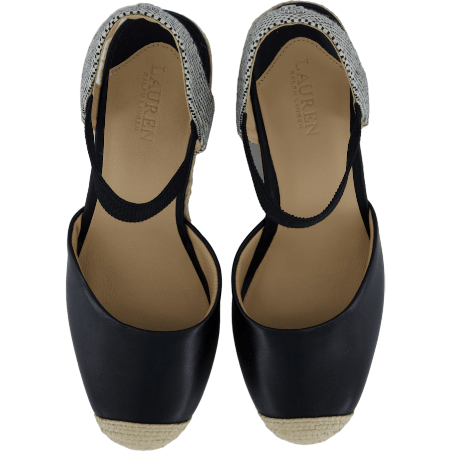 Pearle II Leather & Canvas Espadrille Black / Natural / Black