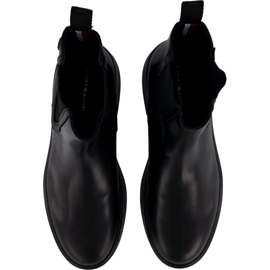 Minimal Leather Chelsea Logota Black