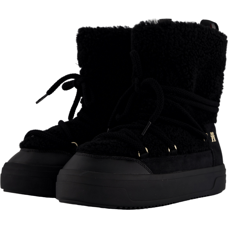 Lace-up Faux Shearling Snowboo Black