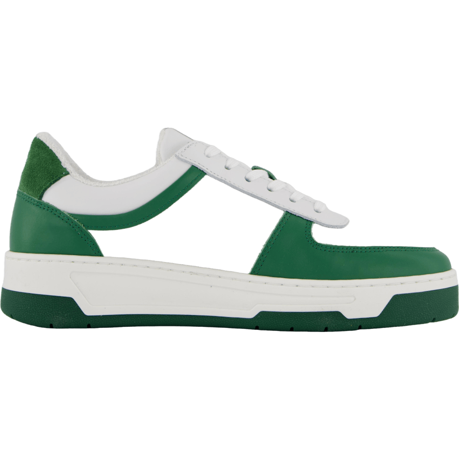 The Ella White Leather/green