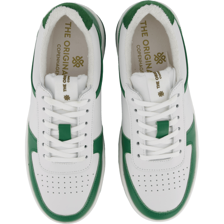 The Ella White Leather/green