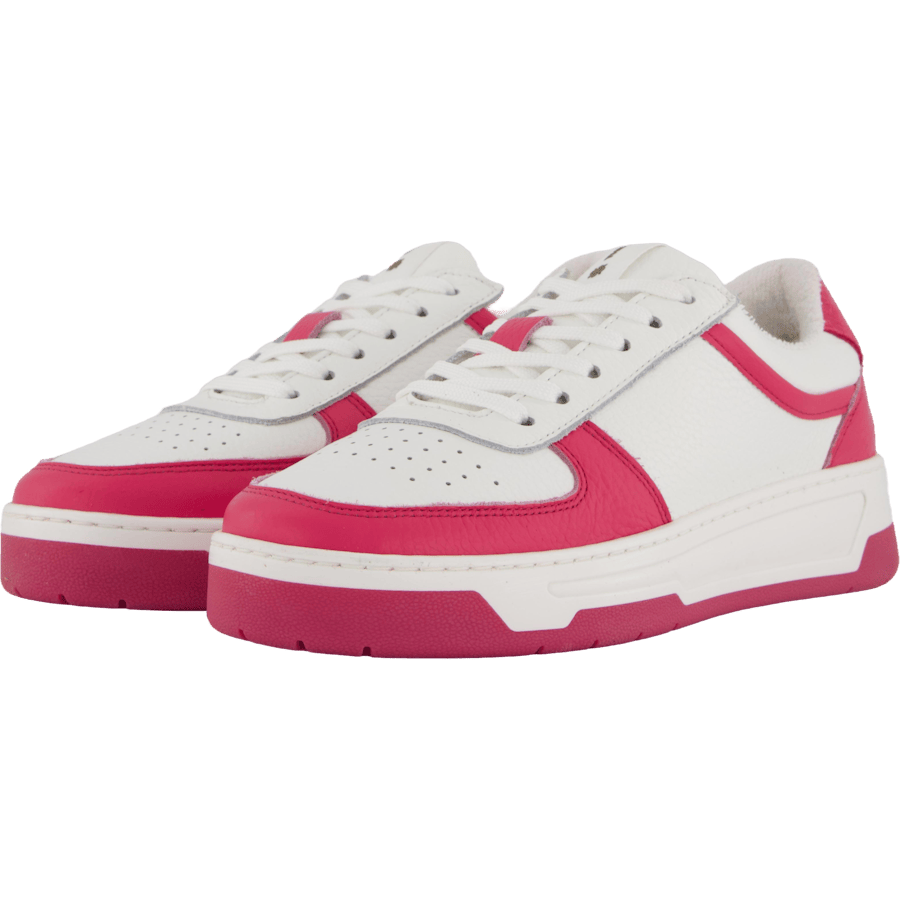 The Ella 2.0 White/fuxia Tumbled Leather