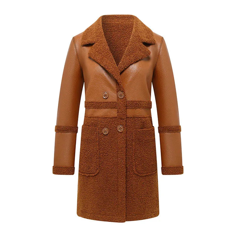 Women's Stylish Elegant Warm Leather Coat