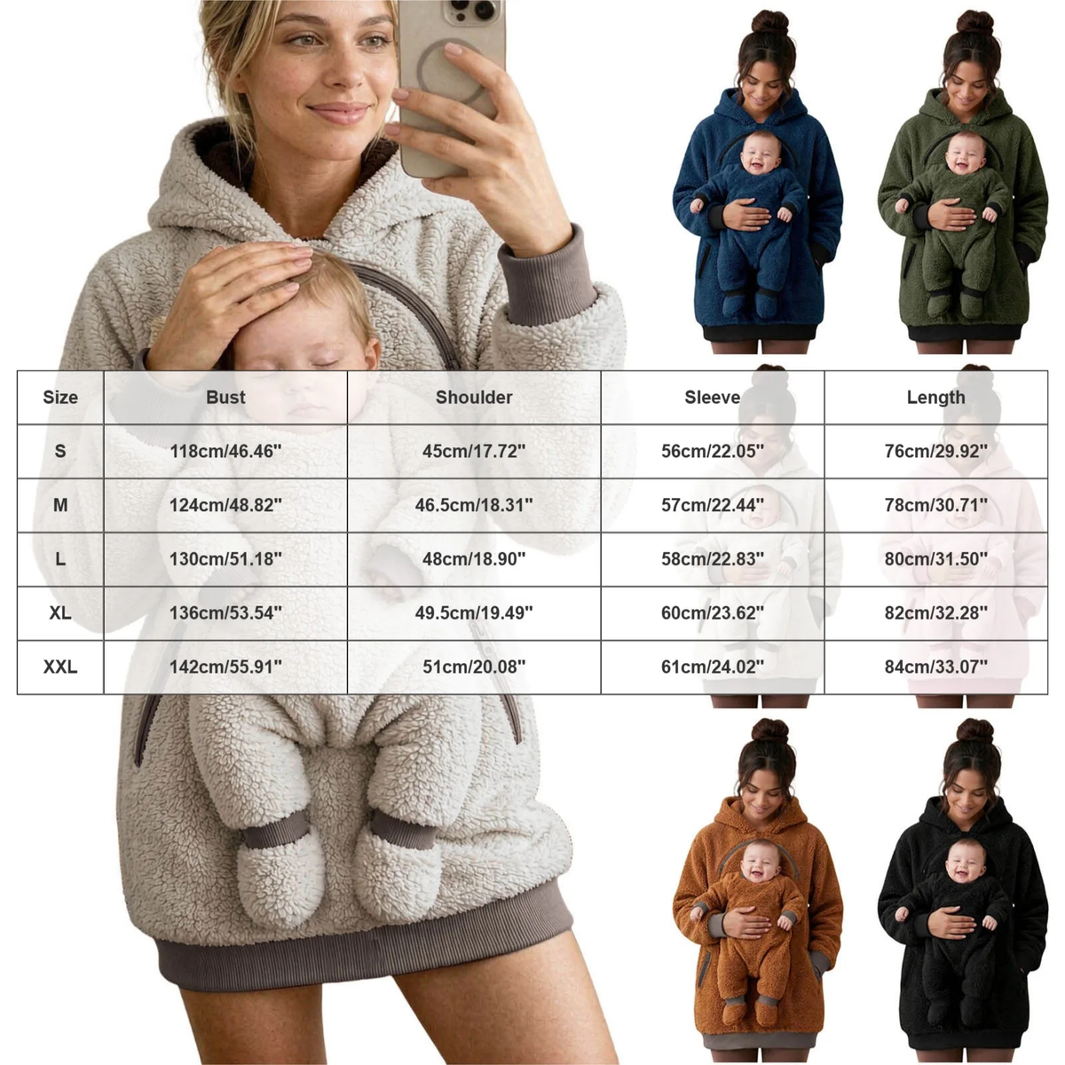 Sherpa Fleece Baby Pouch Hoodie