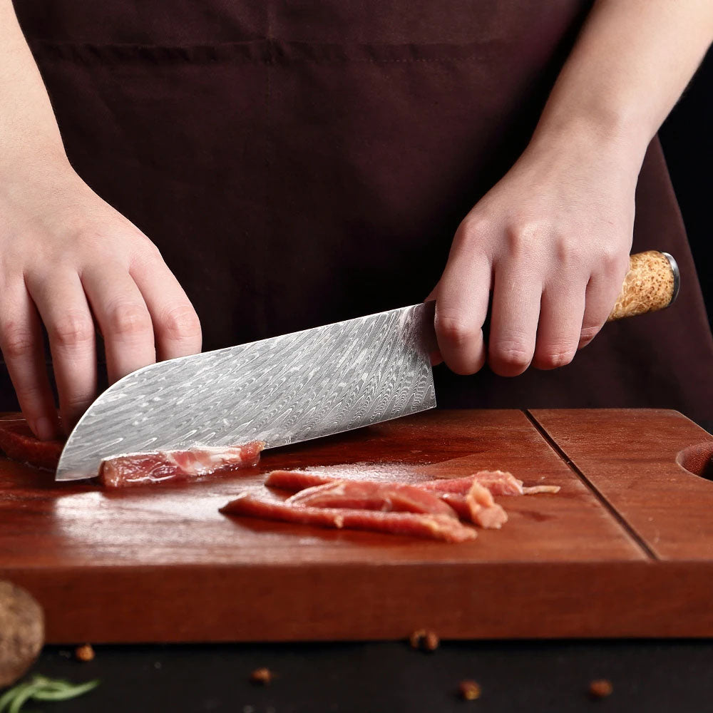 7-Zoll-Kochmesser Santoku aus VG10-Damaststahl