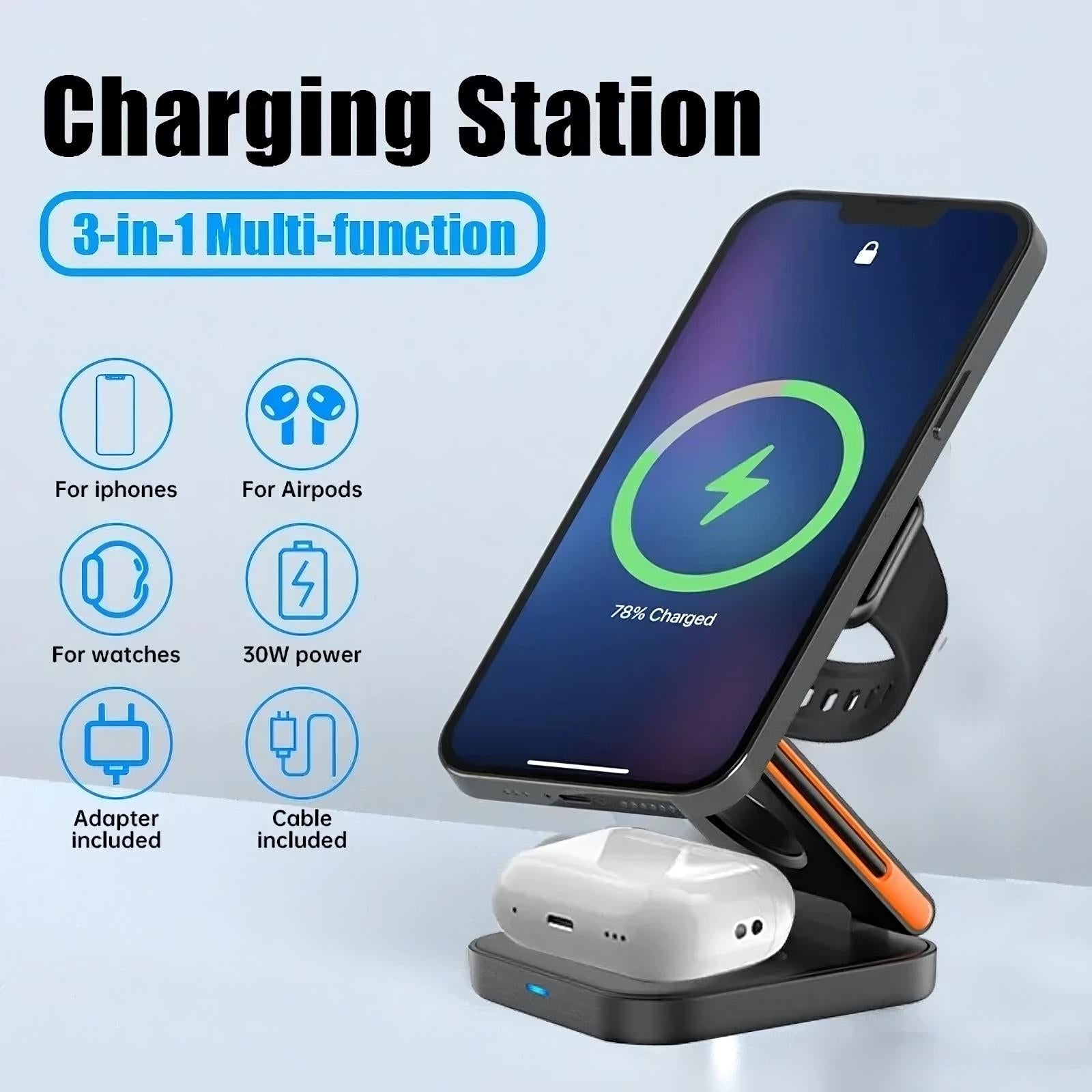 3-in-1 Faltbare Ladestation