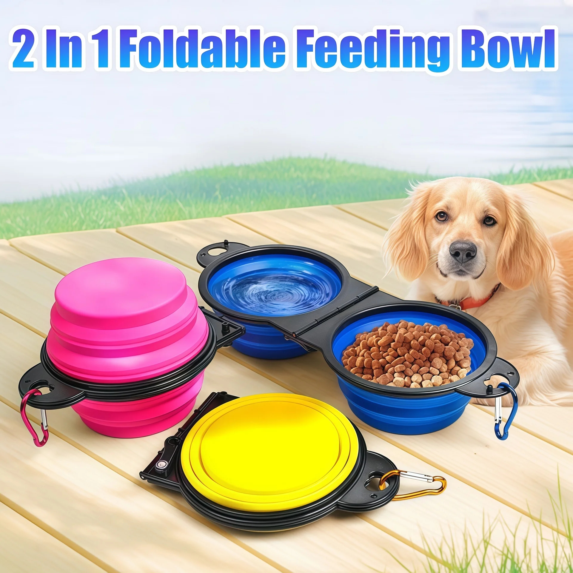 Folding Double Pet Travel Bowl