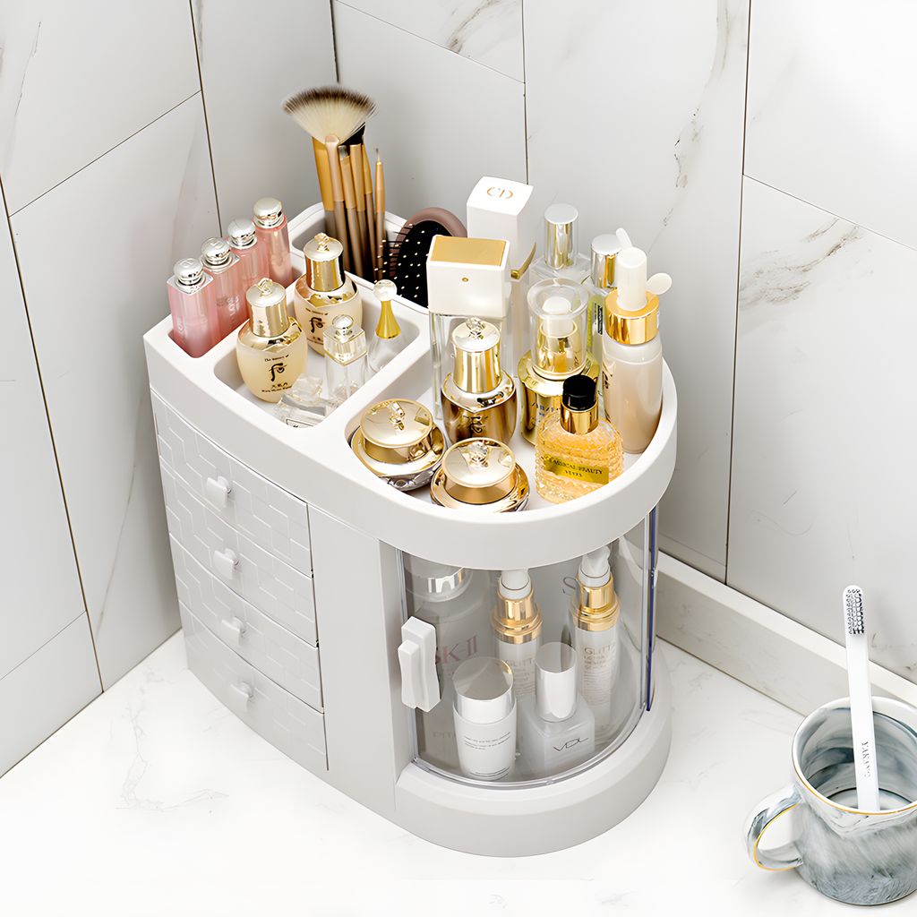 Rotating Makeup Organizer With Drawers