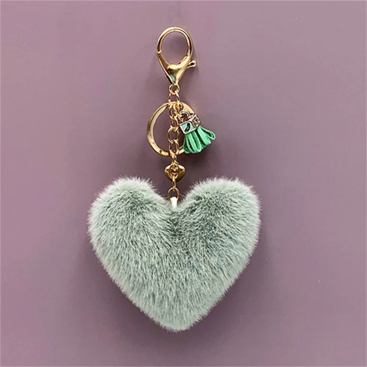 Fluffy Heart Tassel Key Charm