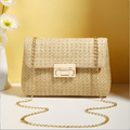 Straw Crossbody Bag With Gold Chain